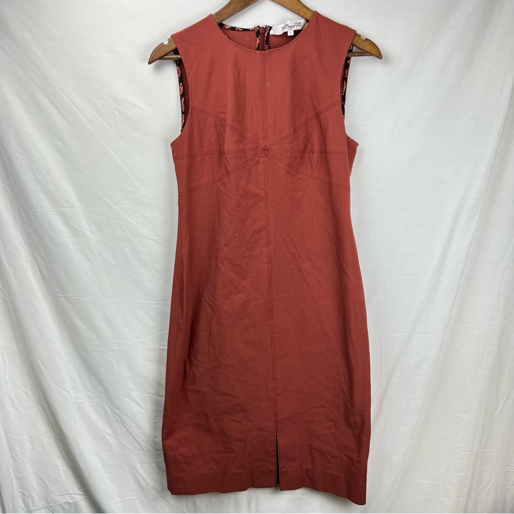 Diane von Furstenberg Women’s Burnt Orange Stretchy Knee Length Dress Size 6